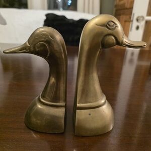 Vintage Brass Duck Bookends